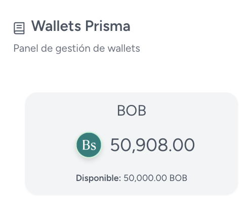 Billetera digital BOB - Gestión de saldo en bolivianos